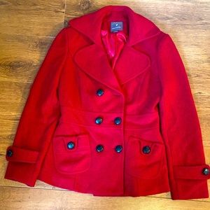 Forever Twenty-One Pea Coat, Red, size Small
